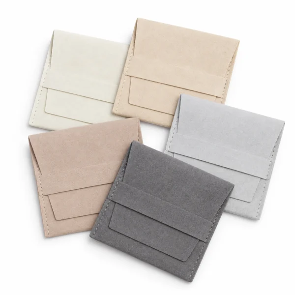 Plain Multicolour Microfiber Jewellery Pouches — Pack of 5
